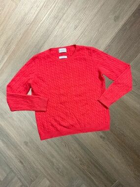 R DERWIN LITCHFIELD Cashmere Cable Knit Heritage Sweater‎ Womens Medium Red Boho